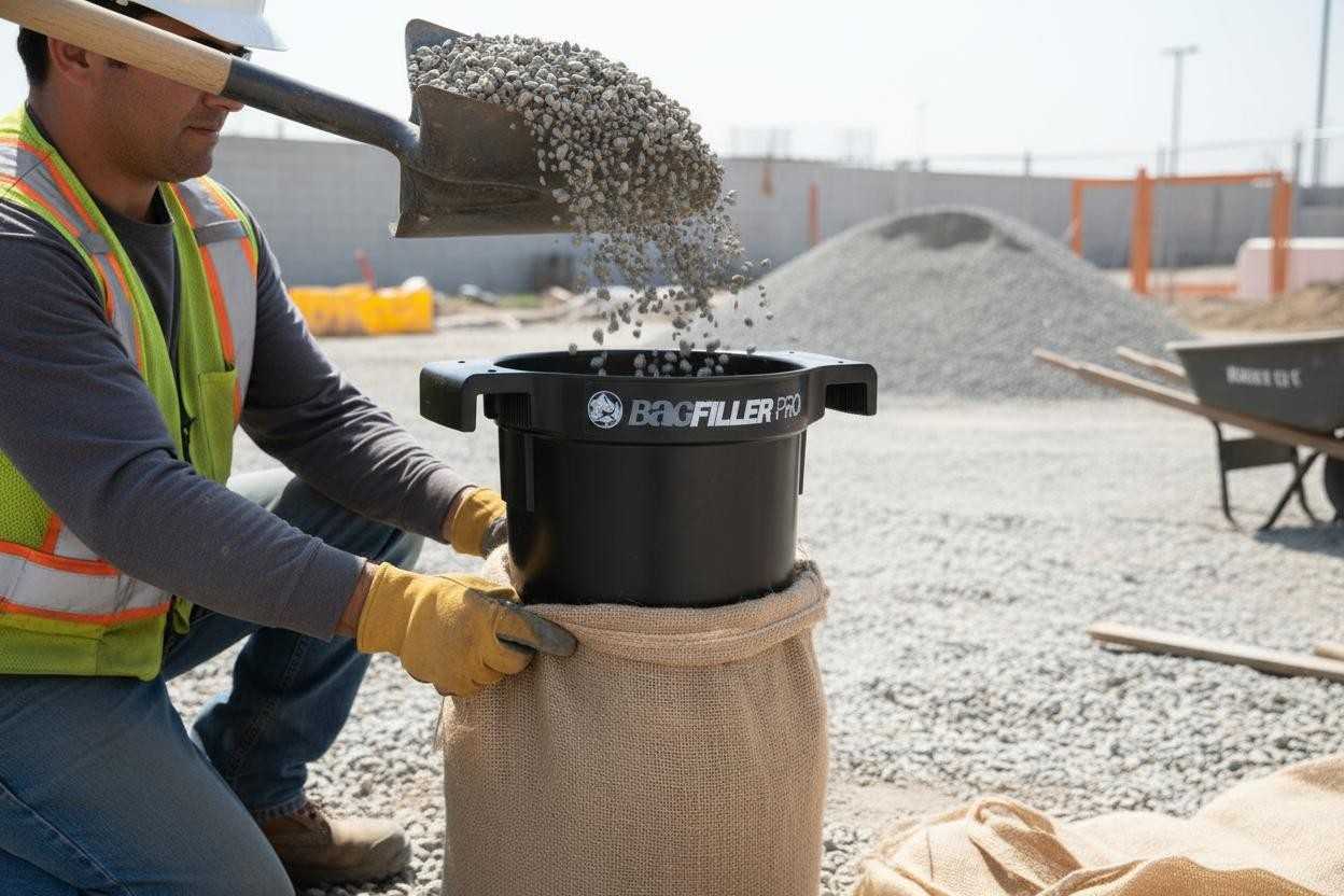 Bag Filler Pro Bucket With Bottom Insert - Heavy Duty Sand Filler Tool for Fast, Clean, and Efficient Bagging